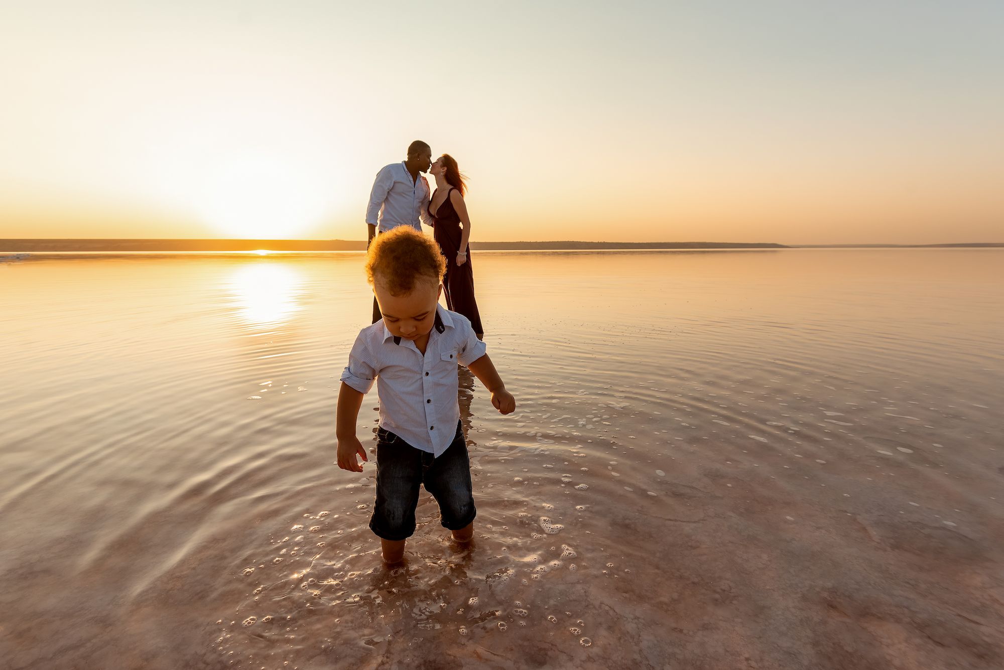 Family enjoying the sunset.